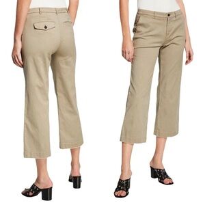 ATM Cropped Crop Boyfriend Wide Leg Pants Sage Tan Khaki MidRise Neutral Size 4